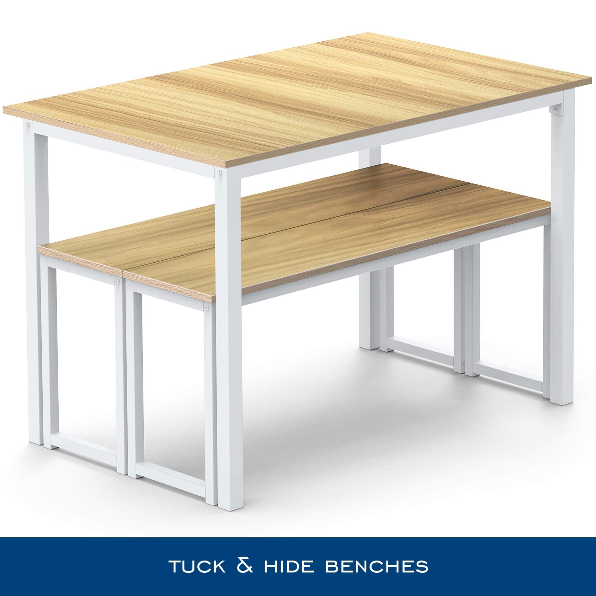 Homury modern studio soho dining table online with two benches 3 piece set