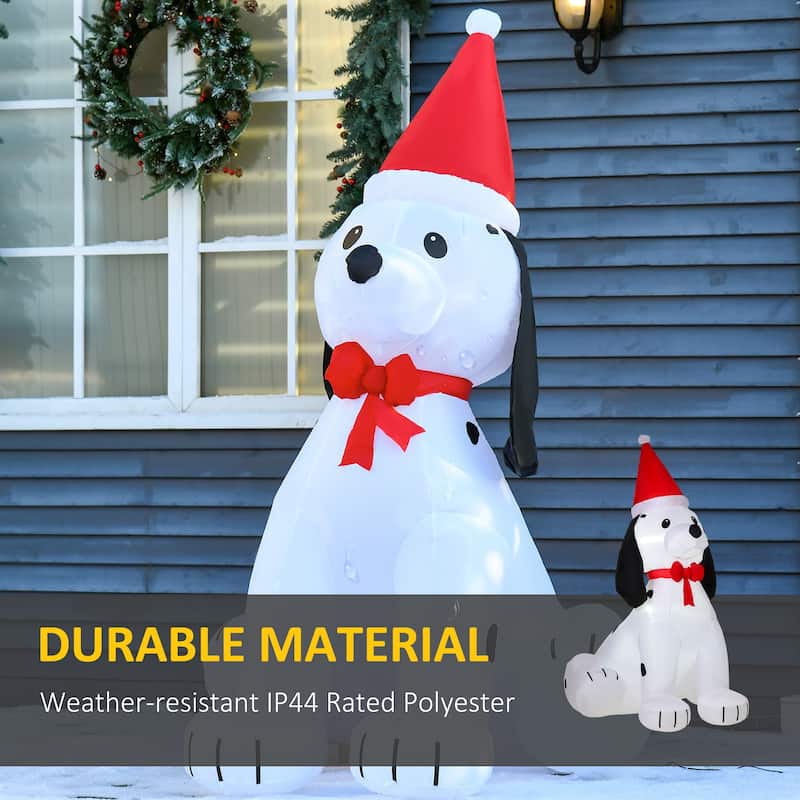 HOMCOM 6 ft. Inflatable Dog in Santa Hat, Cute Christmas Decoration