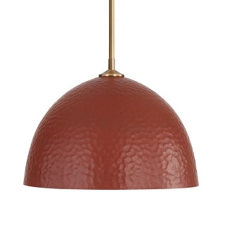 Golden Lighting Shepard 1-light Pendant in Modern Brass and Russet Clay shade - Large Pendant