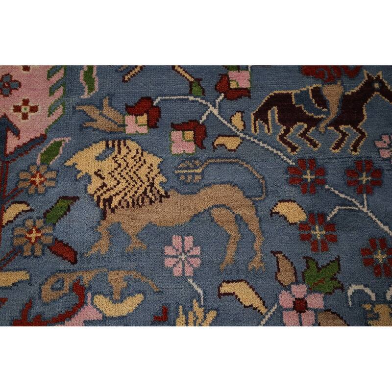 Hunting Animals Ziegler Large Indian Rug Handmade Wool Carpet - 9'10"x 13'10"