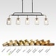 preview thumbnail 9 of 15, LALUZ Modern 5-Light Hand-blown Glass 41" W Chandelier Gun Black Gold Kitchen Island Light - W 41.3" x D 4.3" x H 24"