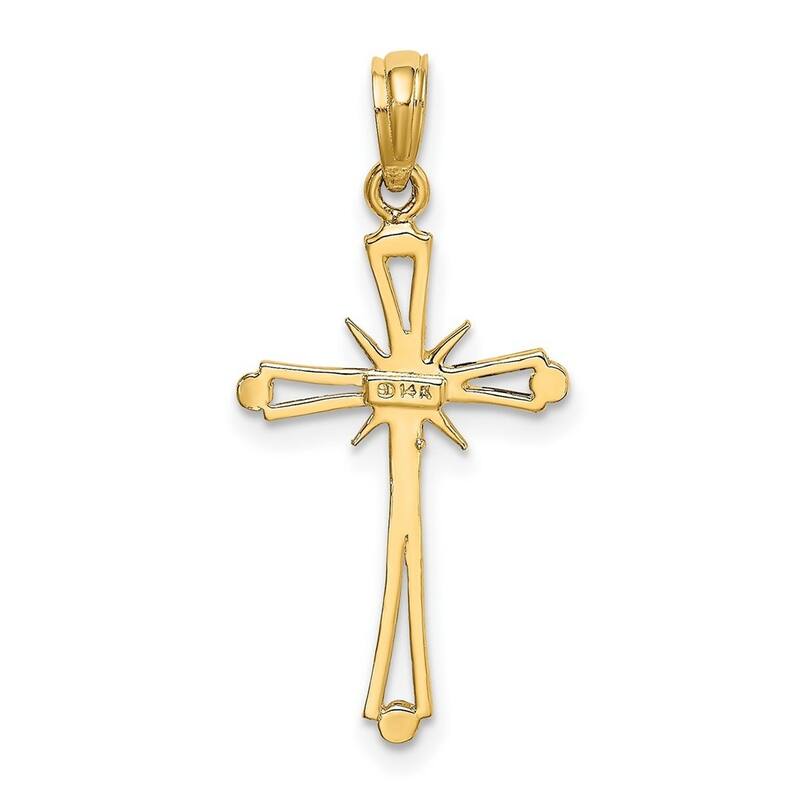 Curata 14k Yellow Gold Religious Cut-out Polished Starburst Cross Necklace 16mm x 21.6mm