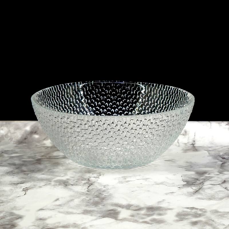 Glass Bowls with Pebble Pattern Perfect for Casual Meals or Festive Gatherings - Set-1 - Clear
