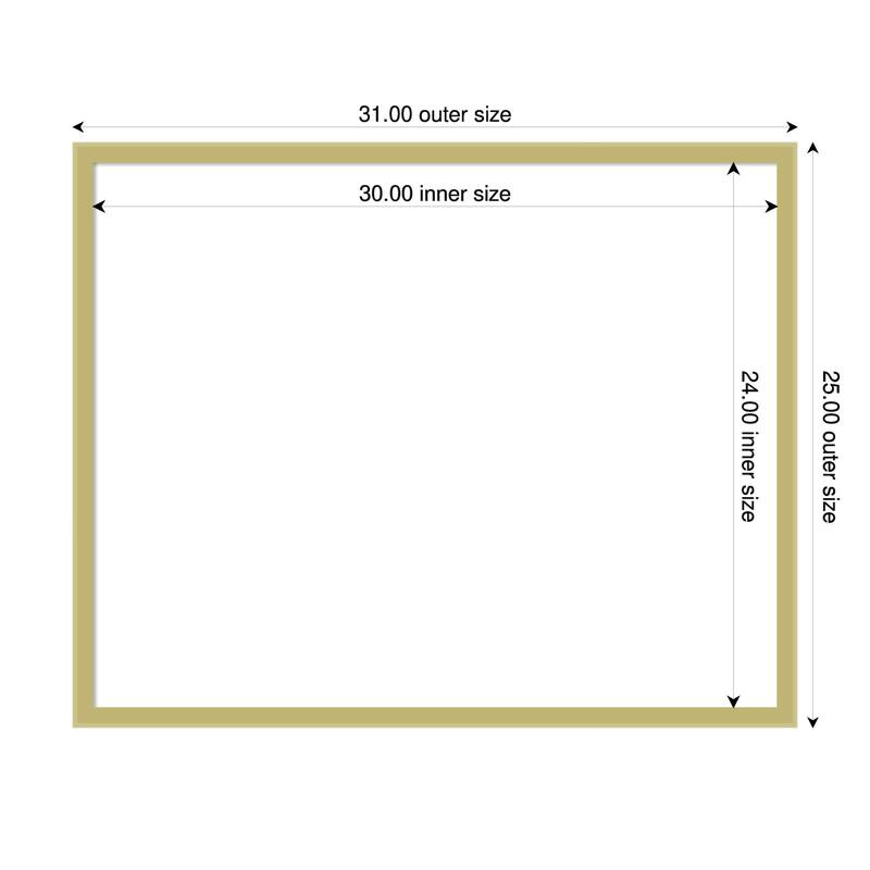 Incline Framed Dry Erase Magnetic Board - 31 x 25 in - Incline Light Gold