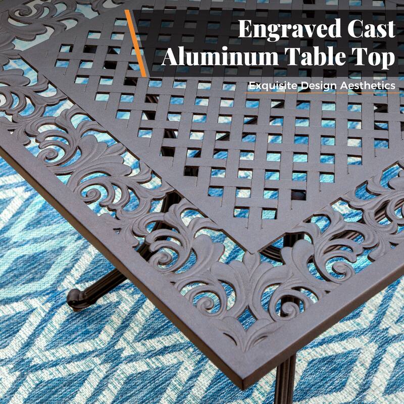 MAISON ARTS 7-Piece Cast Aluminum Patio Dining Set with Rectangle Dining Table & 6 Cast Aluminum Patio Chairs