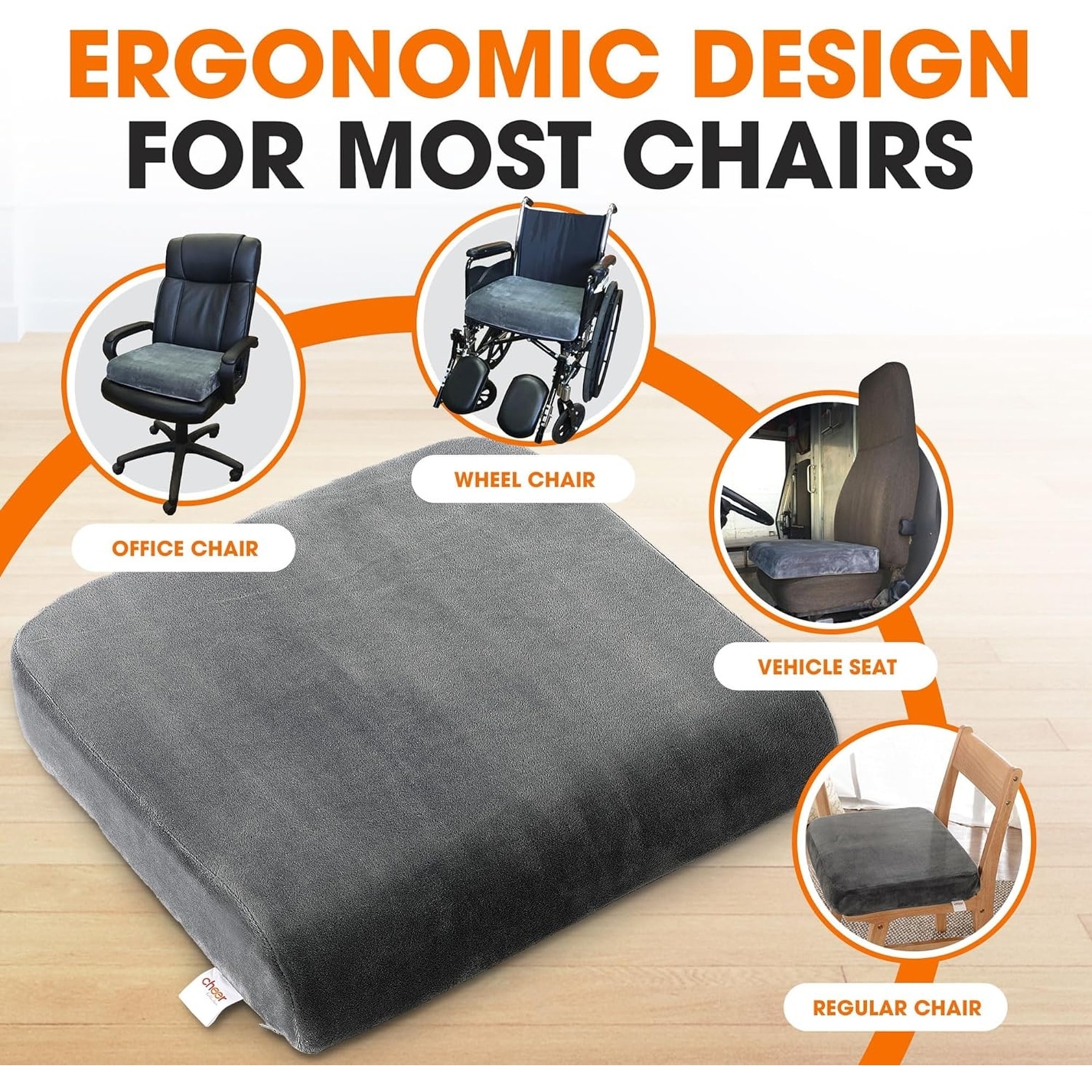 Memory Foam Office or Wheelchair Cushion for Oversized Chairs