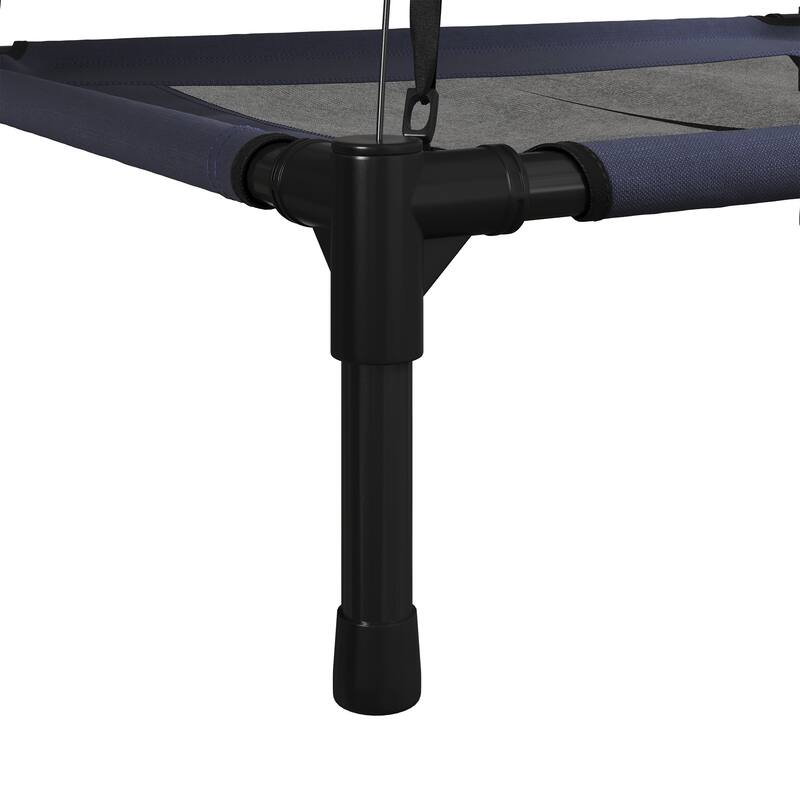 Blue Steel Frame Elevated Dog Bed with Canopy & Non-Slip Feet - Indoor/Outdoor Puppy Cot for Pets