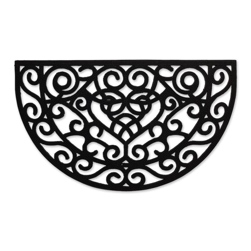 DII Scroll Pin Rubber Doormat - Heart Scroll
