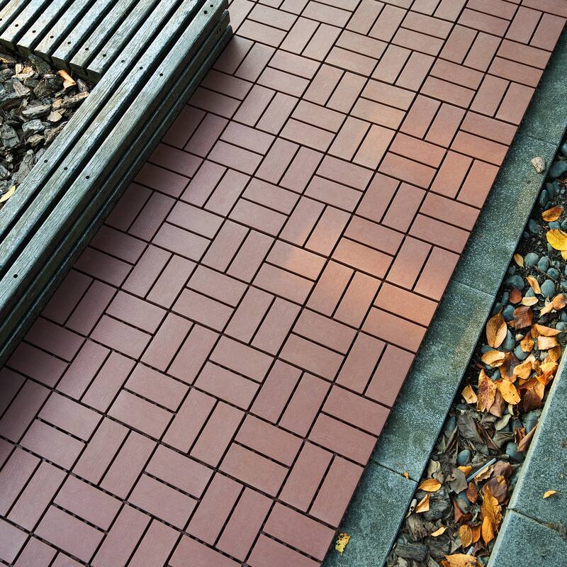 44 Pack Plastic Interlocking Deck Tiles 12"x12" Square Waterproof Outdoor Deck Tiles All Weather for Poolside Balcony Backyard