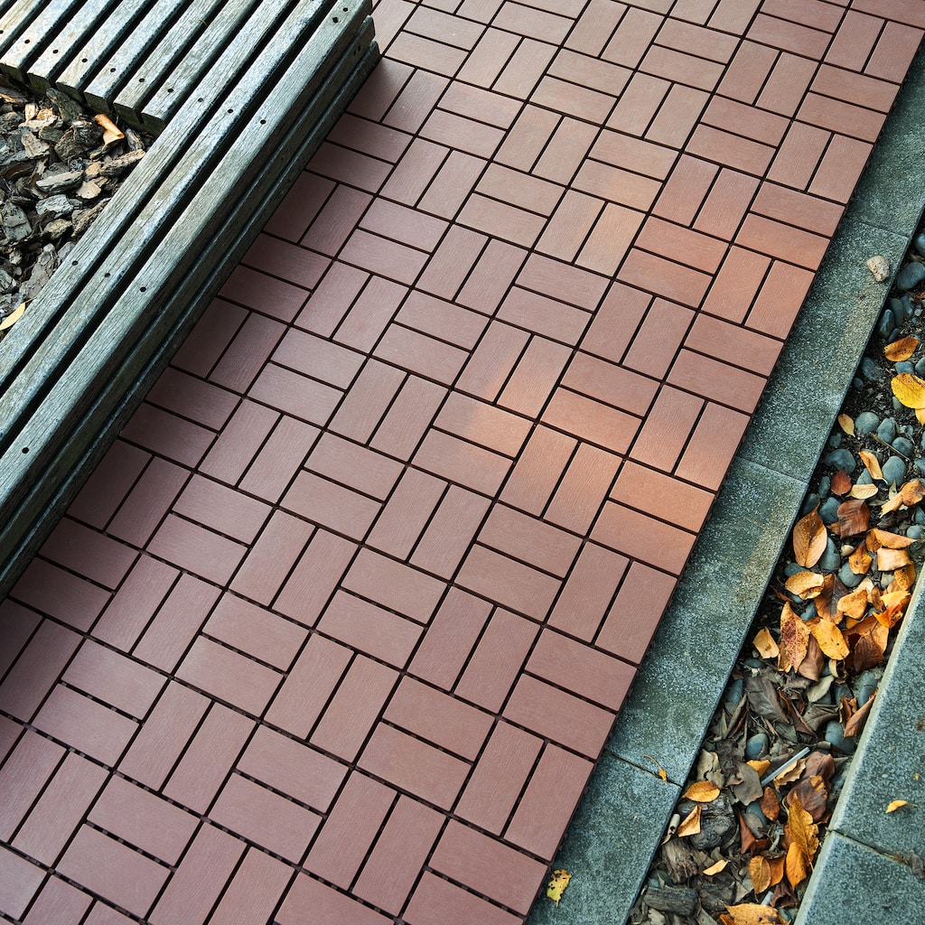 Plastic Interlocking Deck Tiles,44 Pack Patio Deck Tiles,12"x12" Square Waterproof Outdoor All Weather Use, Patio Decking Tiles