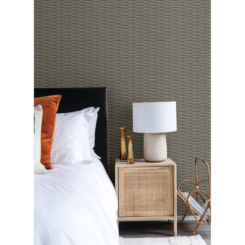 A-Street Prints Gator Brown Geometric Stripe Wallpaper