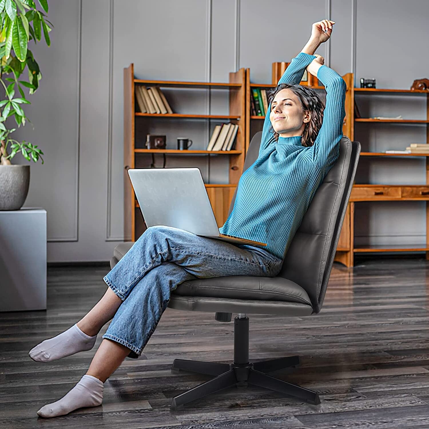 Teal desk 2025 chair no wheels