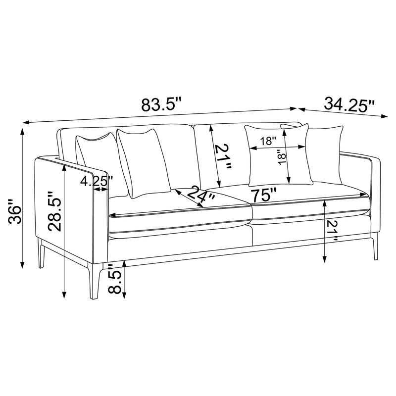 Apperson Upholstered Track Arm Sofa Set Light Grey
