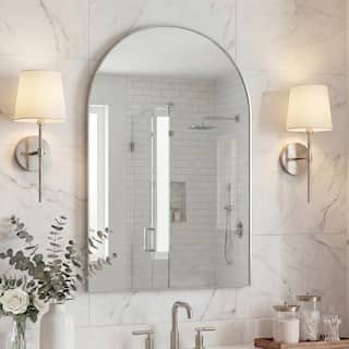 JONATHAN Y Medium Arched Metal Framed Wall Mounted Mirror - 36 H x 24 W x 1.5 D