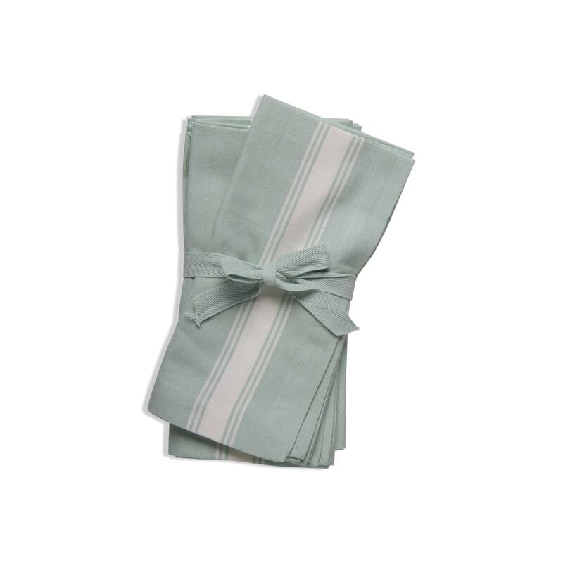 Cali Chambray Napkin Set Of 4 Aqua Bamboo Cotton Woven Weave Fabric For Home Table Decor - 20 x 20