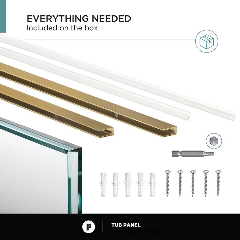 Full Frame Fixed Tub Clear Tempered Shower Glass Panel