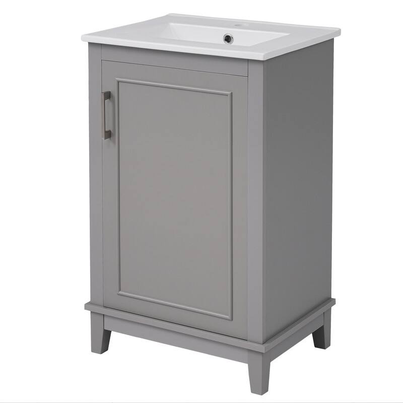 20 Inch Modern Small Bathroom Vanity Cabinet with Ceramic Basin