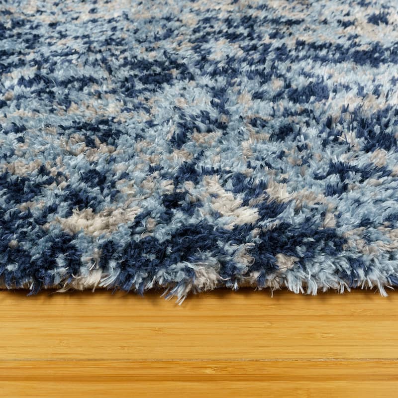 Gertmenian Thayer Halsbury Modern Abstract Navy Shag Area Rug