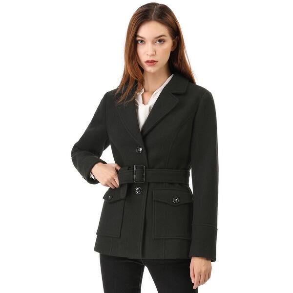 Shop Women S Winter Notched Lapel Belted Single Breasted Casual
