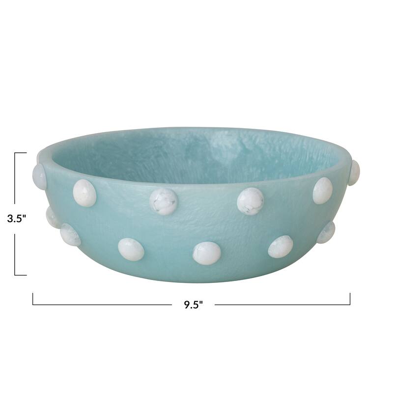 Marbled Resin Hobnail Bowl - 9.5"L x 9.5"W x 3.5"H