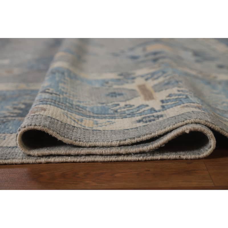 Hand Knotted Oriental 100% Wool Carpet Transitional All-Over Greys & Charcoal Oushak Area Rug - 11' 7'' X 7' 11''