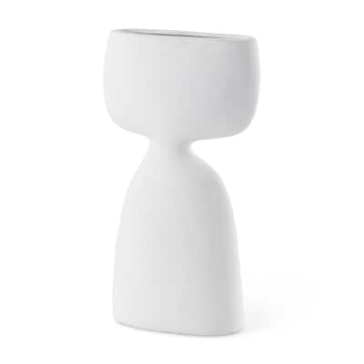 Rylee White Ceramic Vase (12") - 5.9L x 2.2W x 11.6H