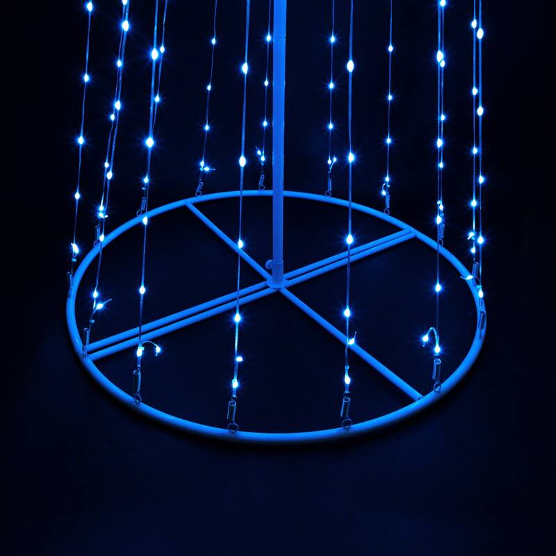LED Lighted Color Changing Multiple Function Outdoor Christmas Cone Tree - 6" - White