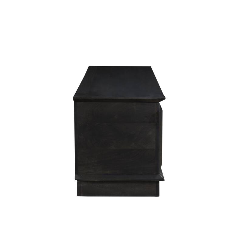 Carved Storage Ottoman with Solid Wood Frame