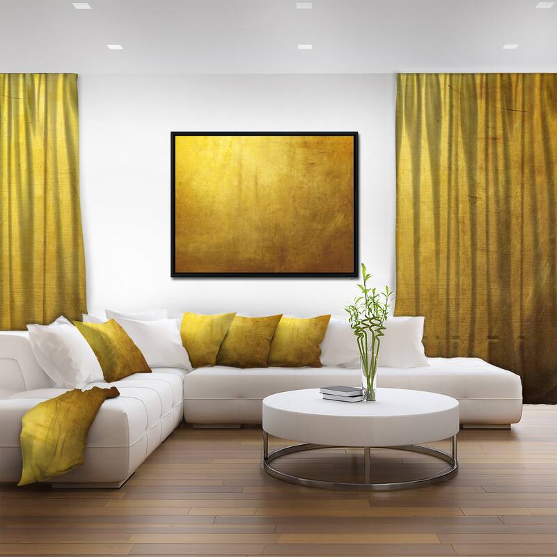 Designart "Gold Texture" Abstract Framed Canvas art print