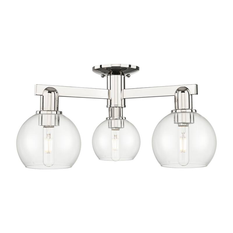 Innovations Lighting Endless Possibilities Arcadia - Athens - 3 Light 23" Semi-Flush Mount - Clear/Polished Nickel