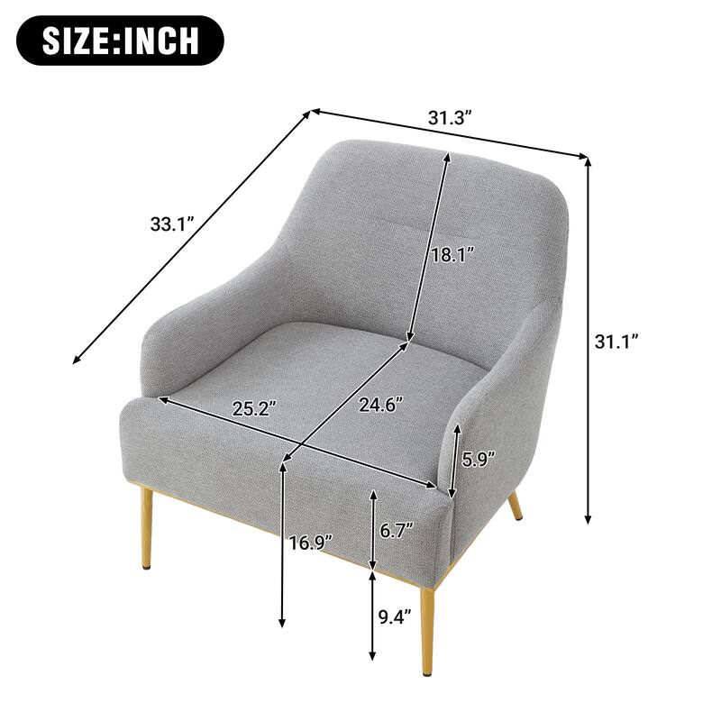 Christopher Knight Home - Modern Upholstered Armchair with Gold Metal Legs and Curved Backrest