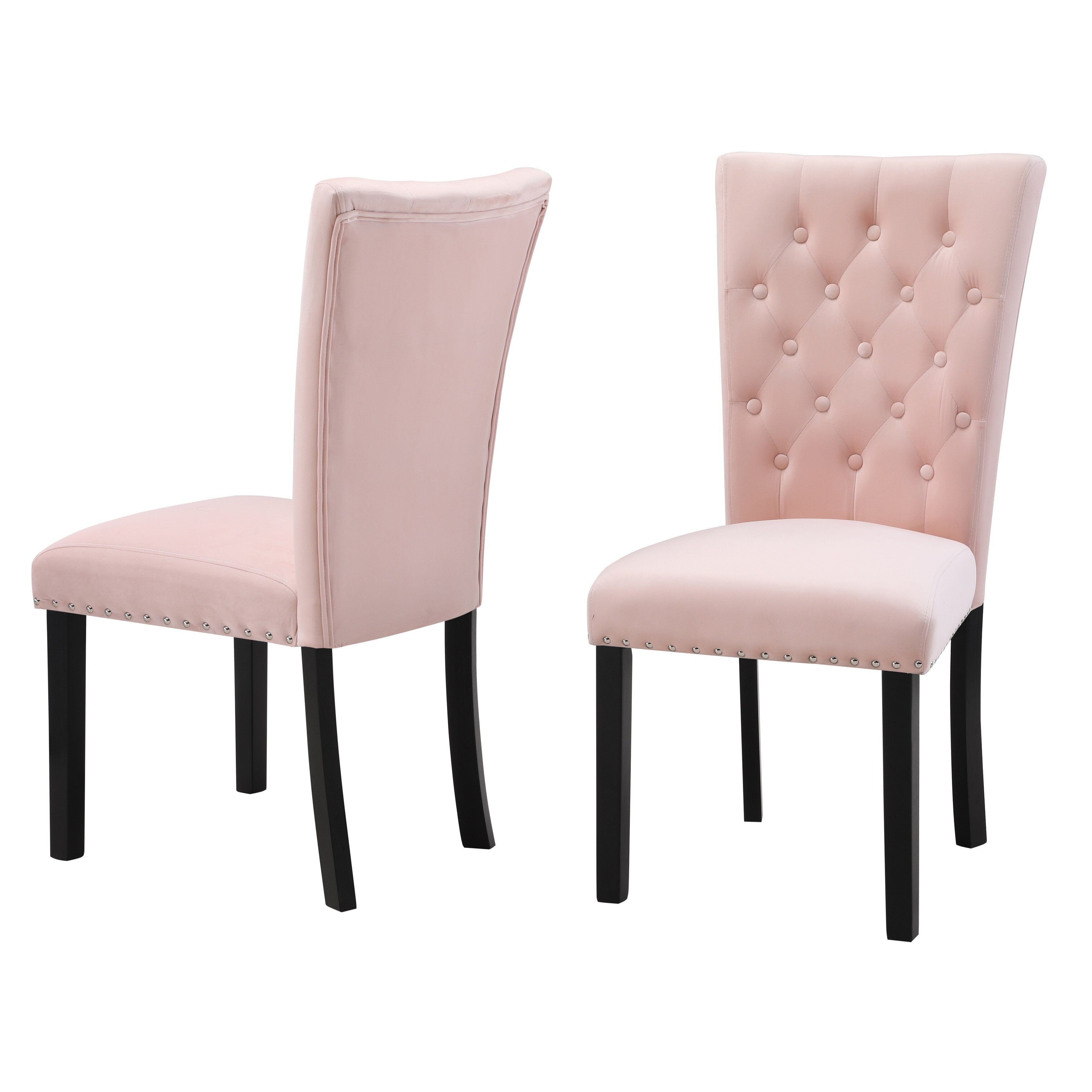 Silver Orchid Flohr Tufted Velvet Dining Chairs Set of 2