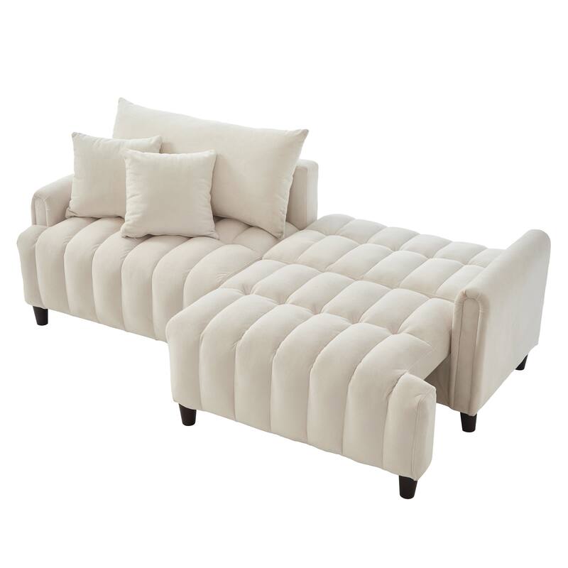 Futon Loveseat Couch Convertible into Sleeper Sofa Bed with Hidden Storage and Adjustable Backrest, Modern Loveseat Sleeper