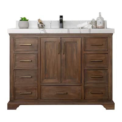 Willow Collections 42 in. W x 22 in. D Charlotte Teak Single Sink Bathroom Solid Teak Vanity with Countertop