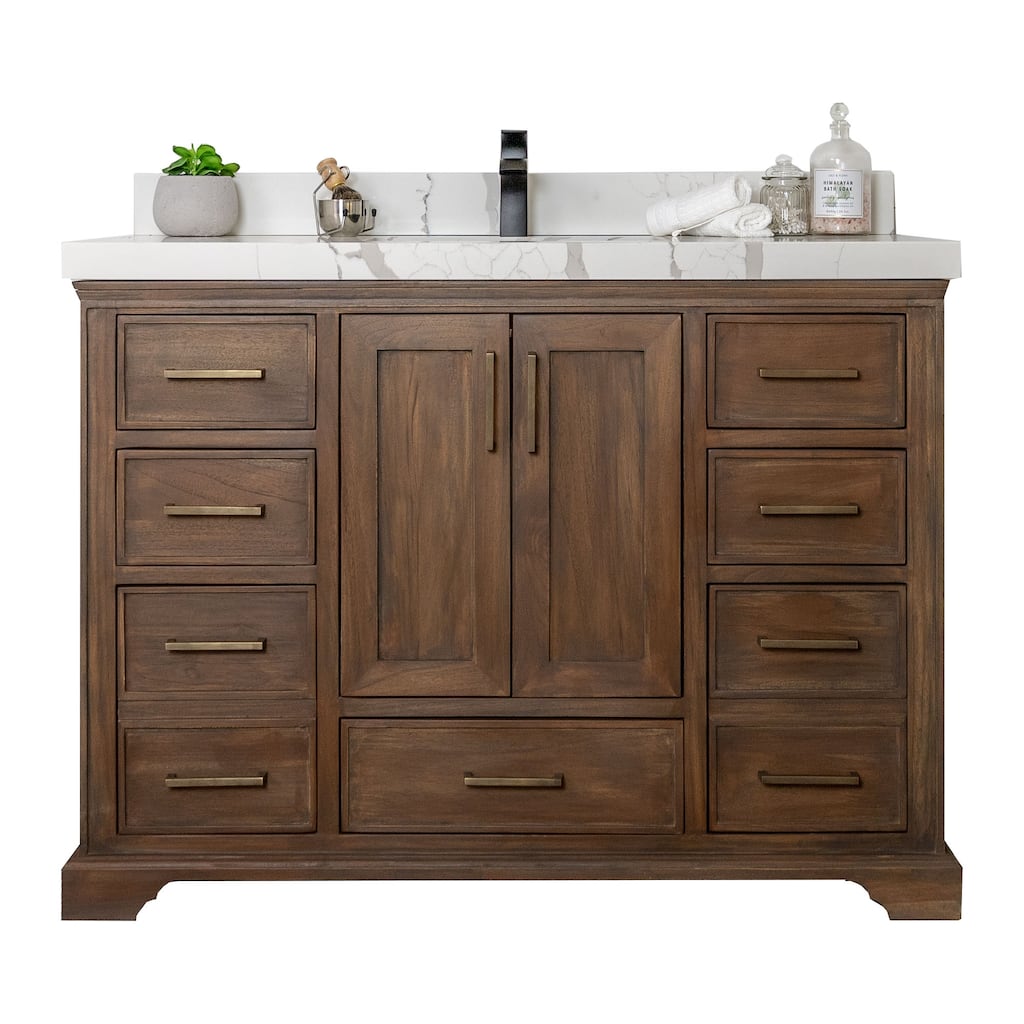 Willow Collections 42 in. W x 22 in. D Charlotte Teak Single Sink Bathroom Solid Teak Vanity with Countertop