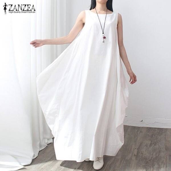 Shop Summer Dress 2017 Women Sleeveless O Neck Hot Dress Cotton