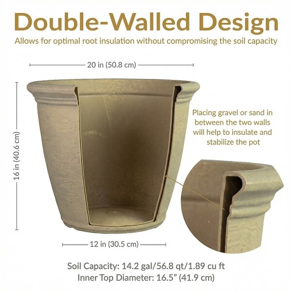Sunnydaze Anjelica Outdoor Flower Pot Planter - 20-Inch - 2-Pack