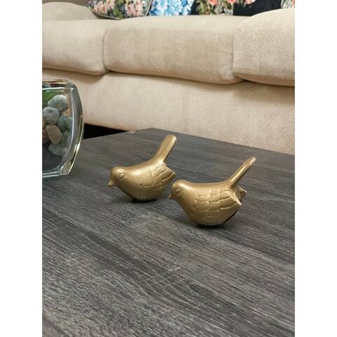VIBHSA Bird Figurine of Health and Happiness Gold (Set of 2, 3.5"L)