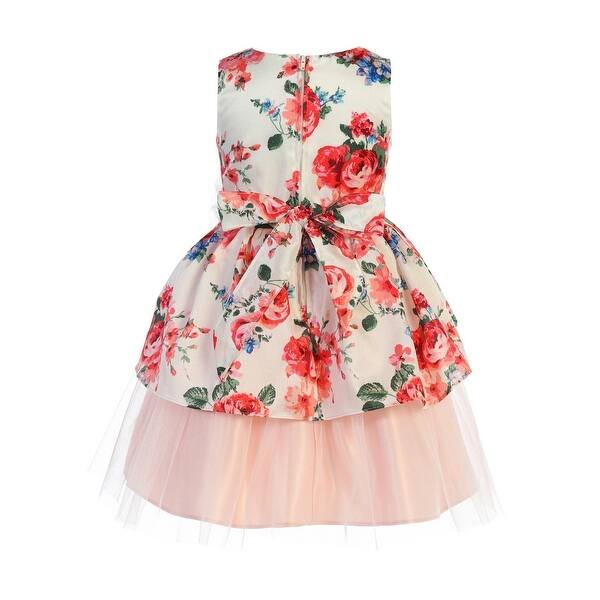 Shop Sweet Kids Girls Off White Floral Print Peplum Tulle Easter