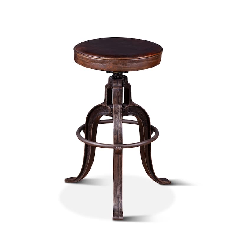 Sterling Industrial Adjusting Barstool in Vintage Brown