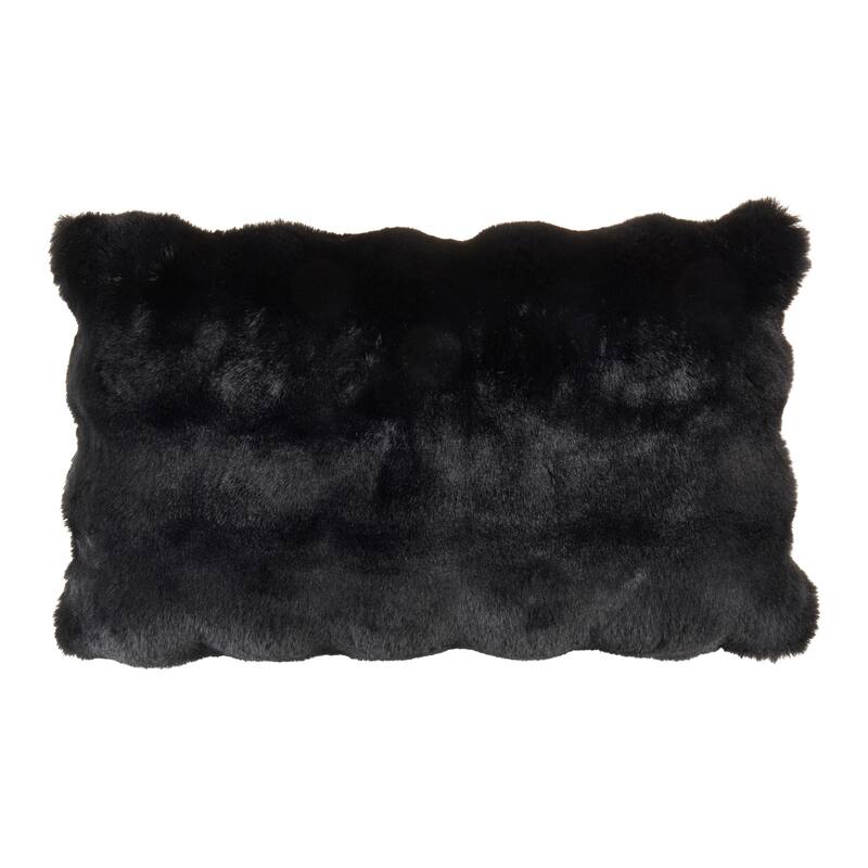 Plush Faux Fur Throw Pillow - Ultra-Soft Textured Accent for Sofa, Bed & Cozy Layered Styling - 12"x20" - Polyester - Black
