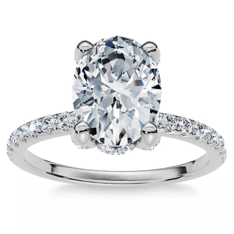 1 1/2Ct Oval Diamond Accents Engagement Ring White Yellow or Rose Gold Lab Grown