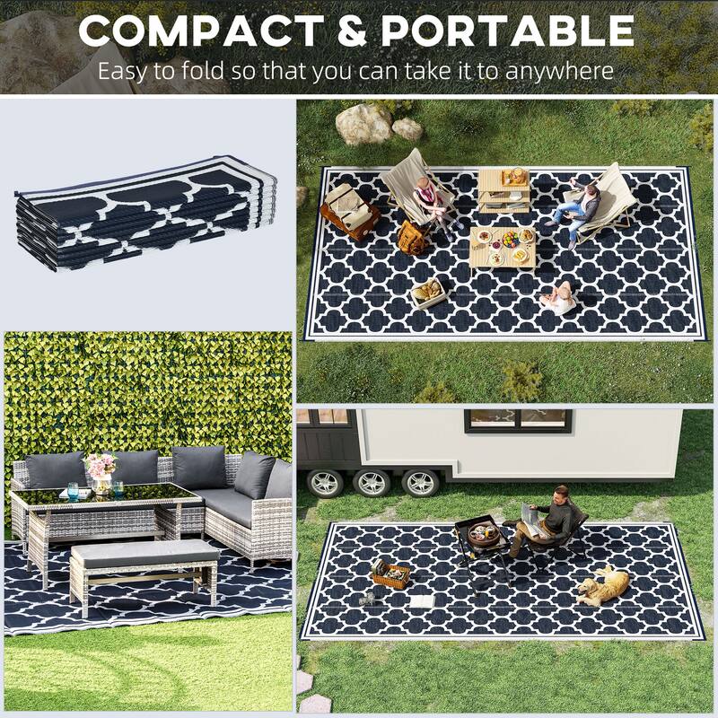 Outsunny Reversible Outdoor RV Rug, Patio Floor Mat, Plastic Straw Rug for Backyard, Deck, Picnic, Beach, Camping
