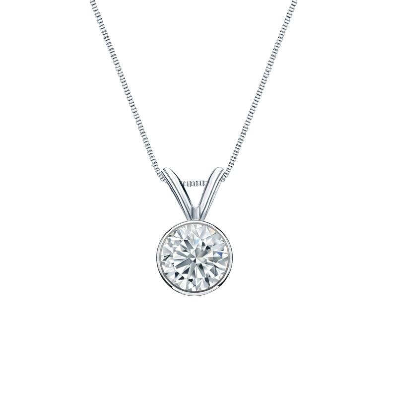 Auriya 14-karat Gold 0.50ctw Round Solitaire Lab Grown Diamond Necklace Bezel (H-I VS) - 0.5 - White