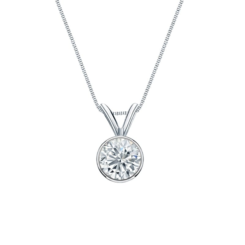 Auriya 18-karat Gold 0.50ctw Round Solitaire Lab Grown Diamond Necklace Bezel (H-I VS) - 0.5