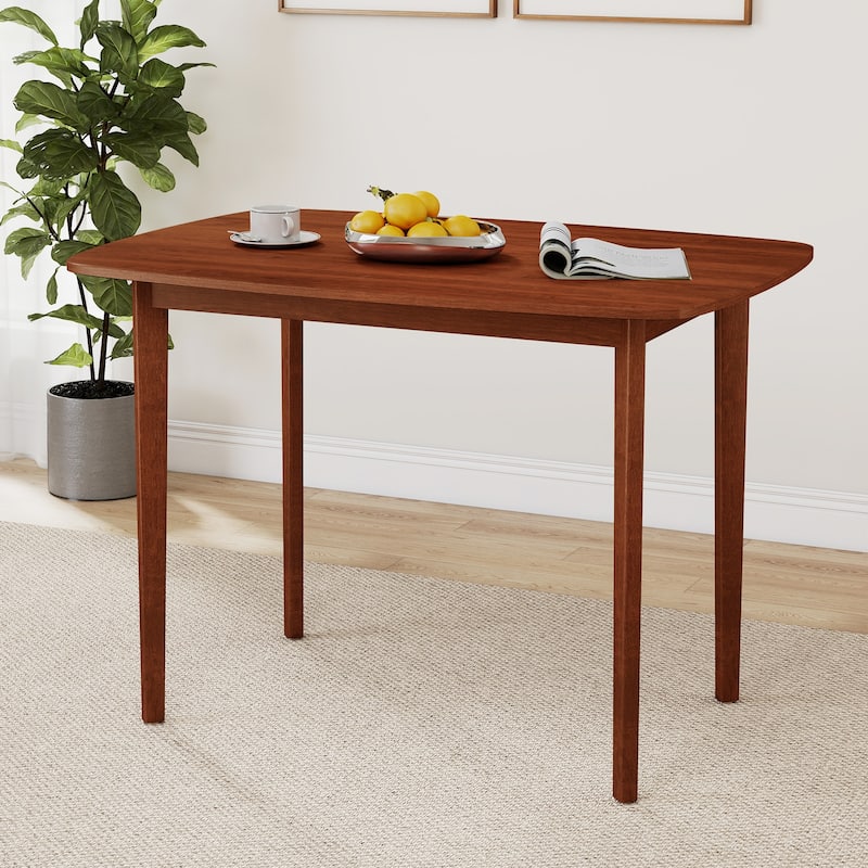 43" Rectangular Walnut Dining Table with Rubber Wood Legs Ideal for Dining or Workspace - 43" x 31" x 30"