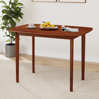 43" Rectangular Walnut Dining Table with Rubber Wood Legs Ideal for Dining or Workspace - 43" x 31" x 30"