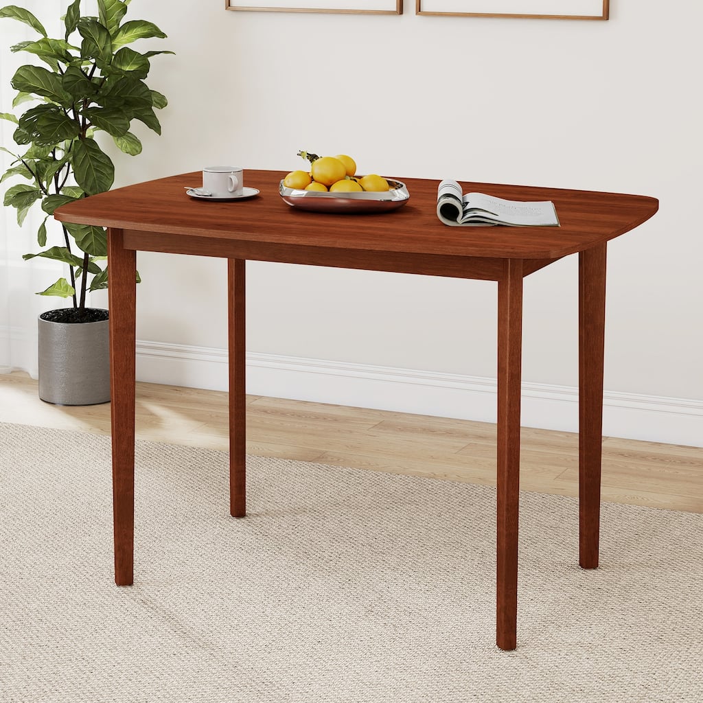 43" Rectangular Walnut Dining Table with Rubber Wood Legs Ideal for Dining or Workspace - 43" x 31" x 30"