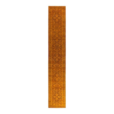 Overdyed, One-of-a-Kind Hand-Knotted Area Rug - Brown - 2' 7" x 15' 10"