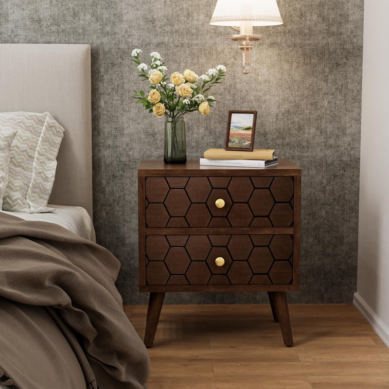 SUNBURY Mid-Century Modern Nightstands with Drawers (Set of 2)